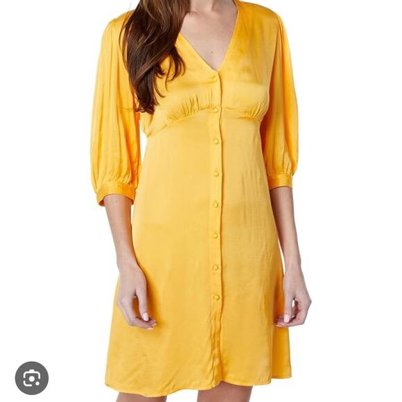 Young Fabulous & Broke Butter Yellow Viscose Button Down Aline Shift Dress Large - Picture 1 of 12